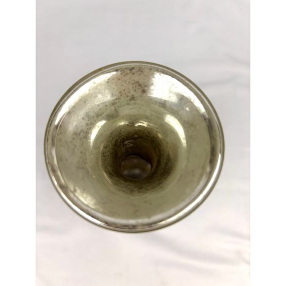 Victorian Antique Silver Mercury Glass Vase Floral Pattern Hand Blown 9” - Picture 4 of 11